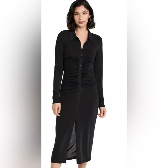 GOOD AMERICAN Black Button-Down Midi Dress - Picture 2 of 11